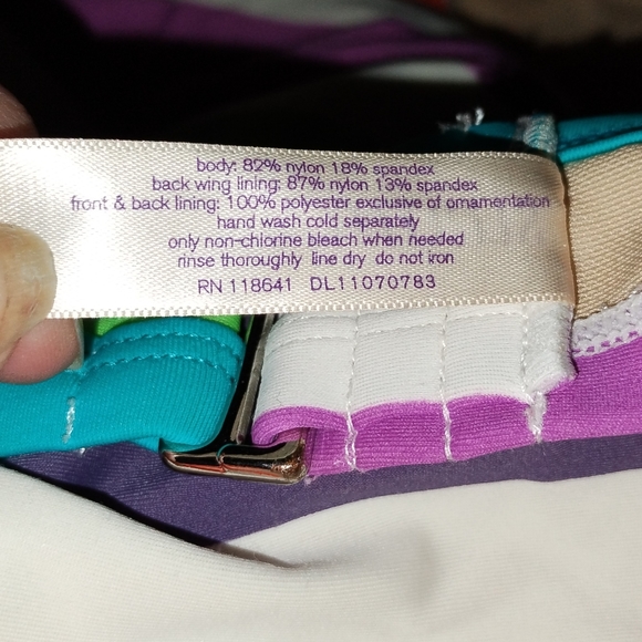 Swim by Cacique Multi-Color Striped Swim Suit Top Size 38DDD - Picture 3 of 4